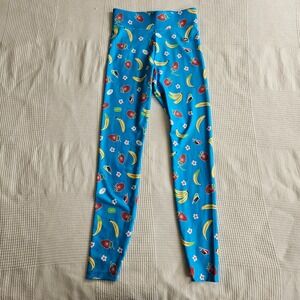 Nike Blue Strawberry Banana Fruit Print Leggings High Rise Novelty Print Women S